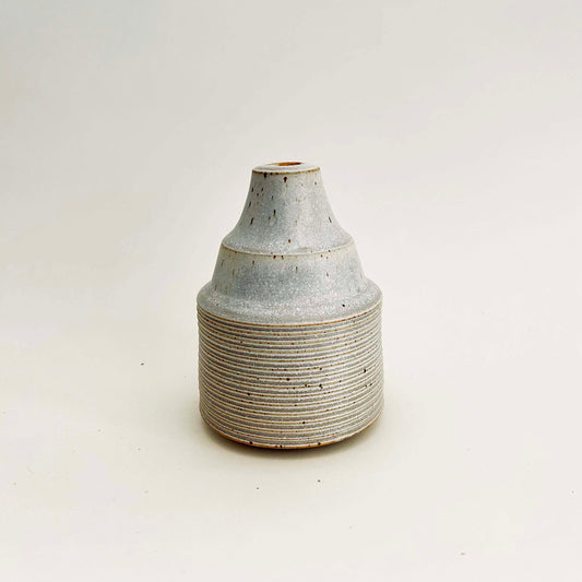 Tall, Cylindrical Ribbed Vase in Cotton White