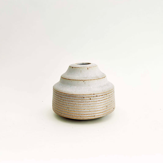 Cylindrical Ribbed Vase in Cotton White