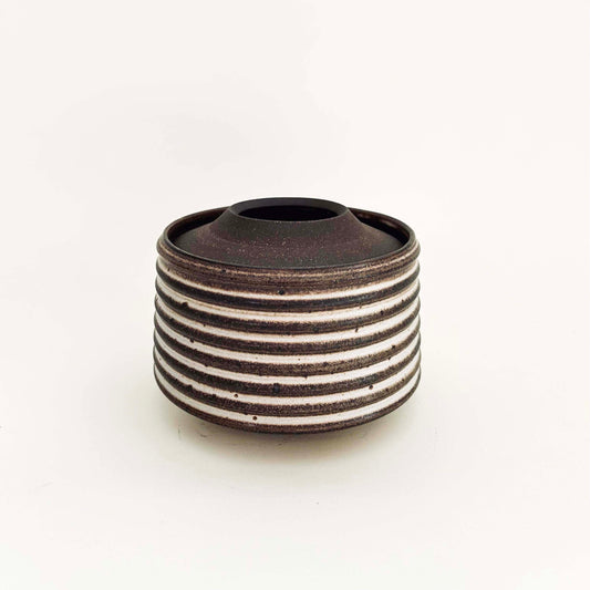 Tapered Lidded Vessel in Mocha Cream