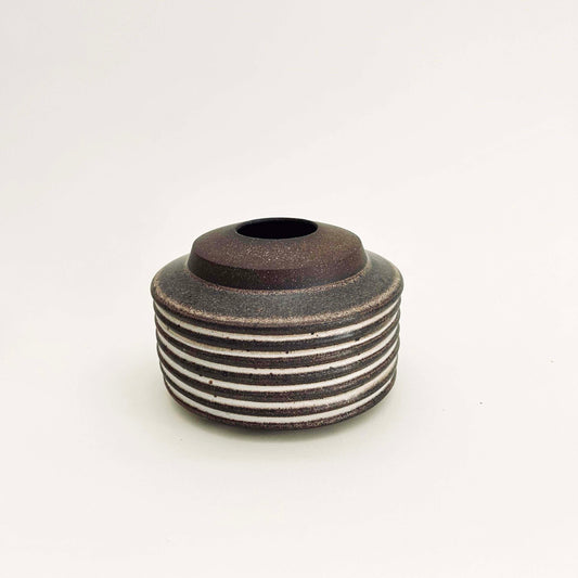 Cylindrical Ribbed Vase in Mocha Cream