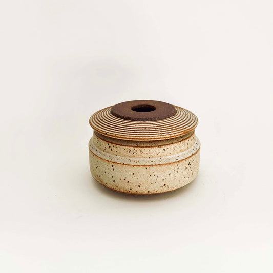 Wide, Angular Lidded Vessel in Cotton White