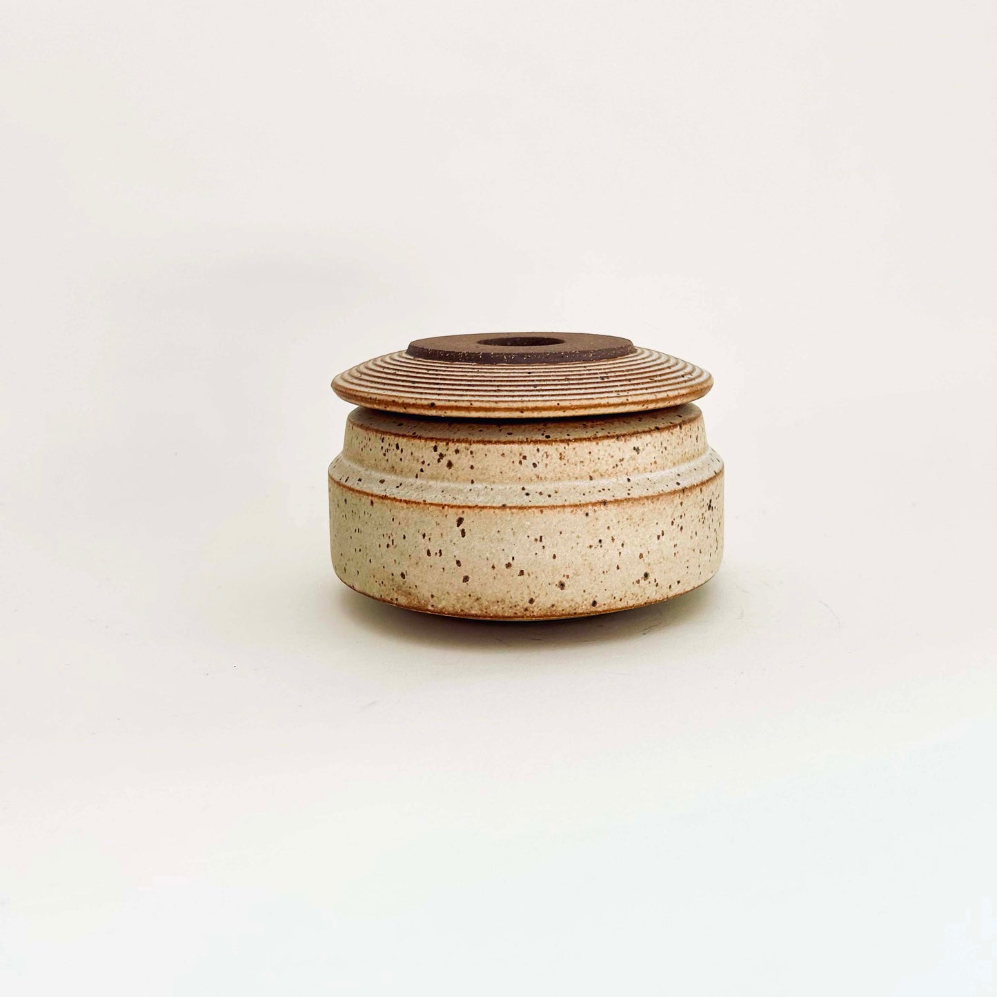 Wide, Angular Lidded Vessel in Cotton White