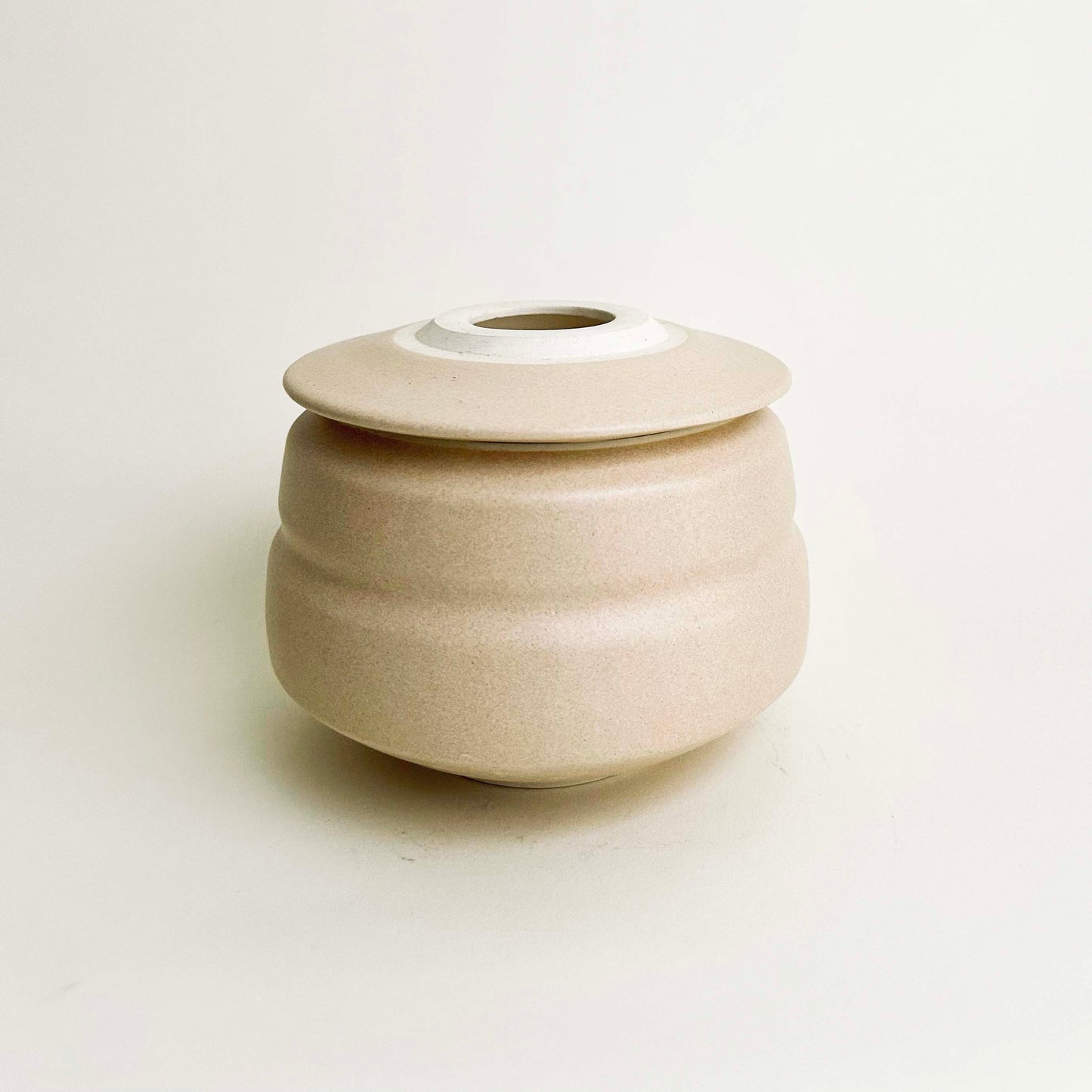 Lidded Angular Vessel in Eggshell White