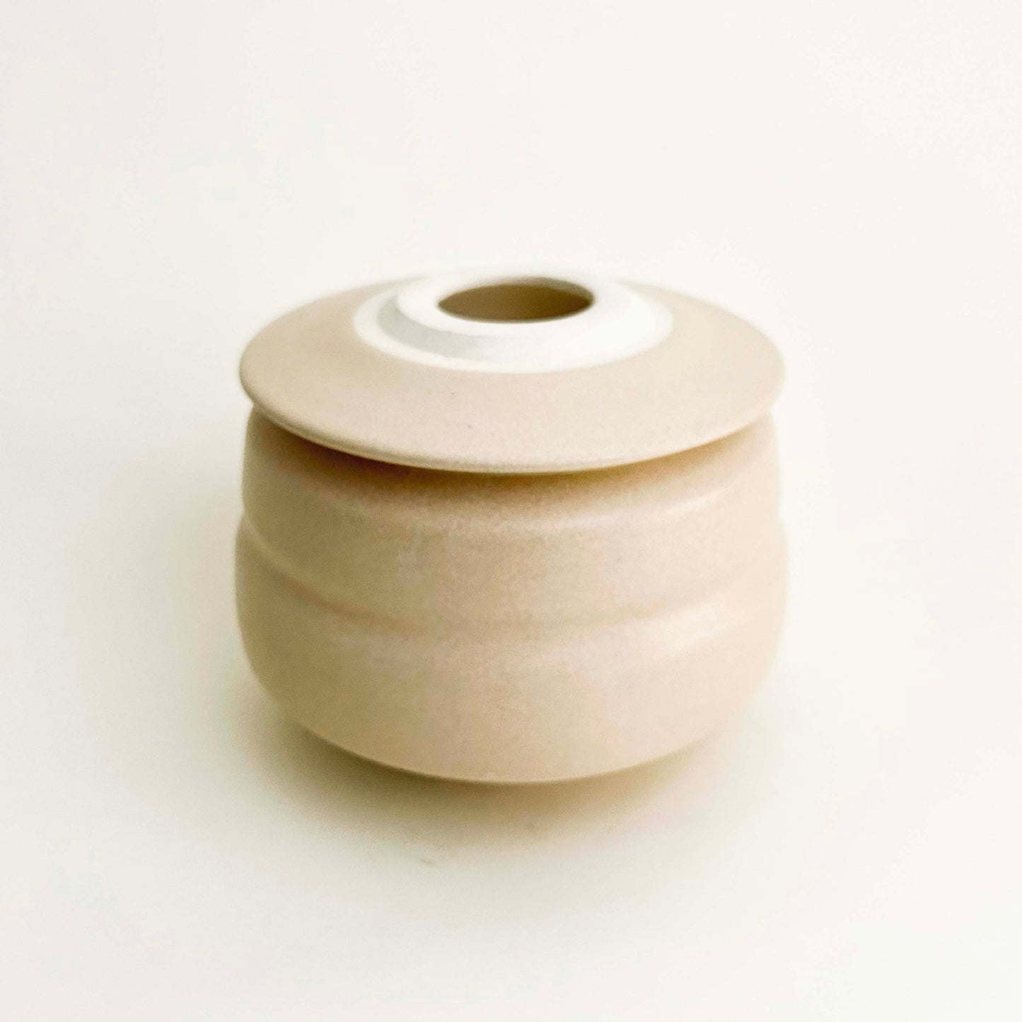 Lidded Angular Vessel in Eggshell White