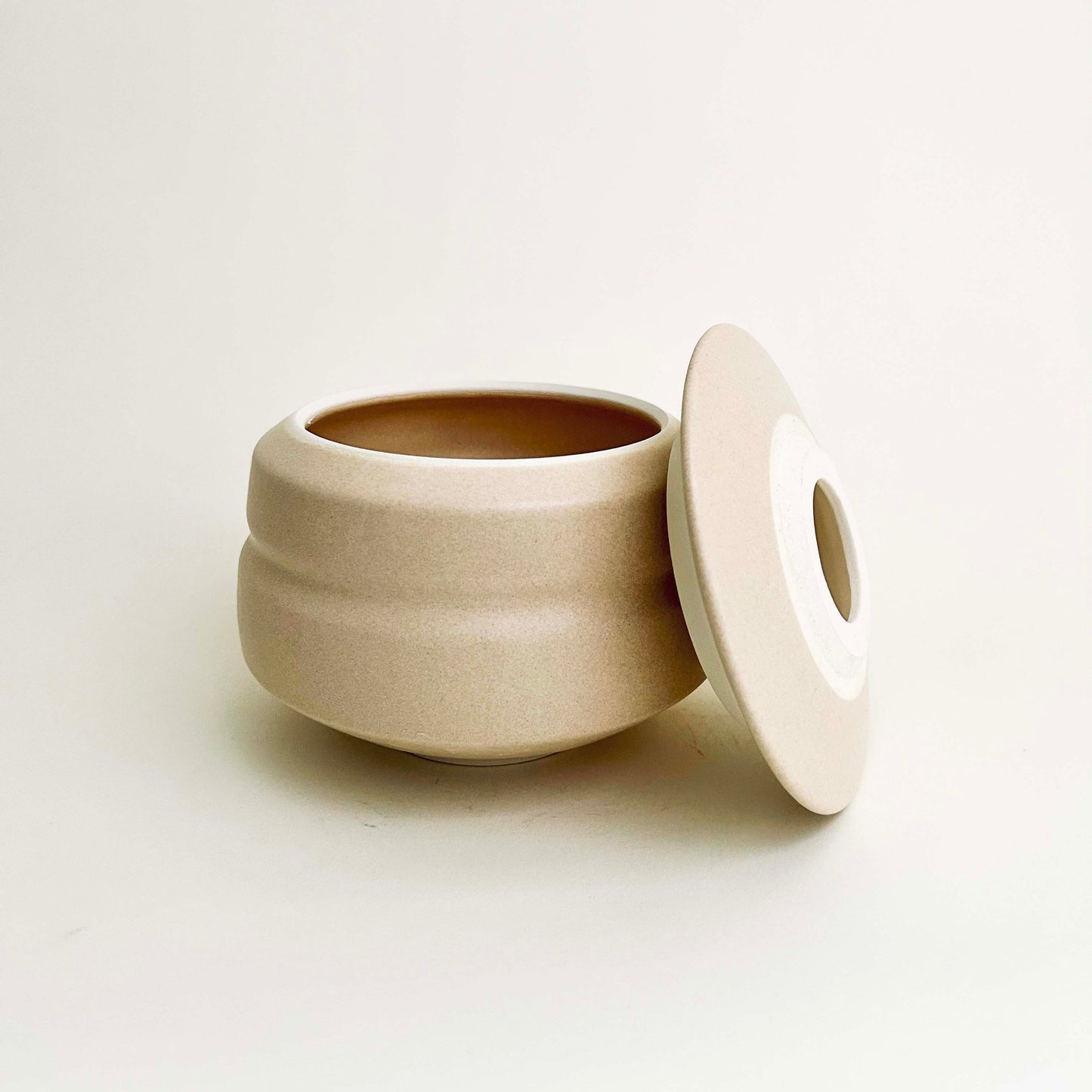 Lidded Angular Vessel in Eggshell White