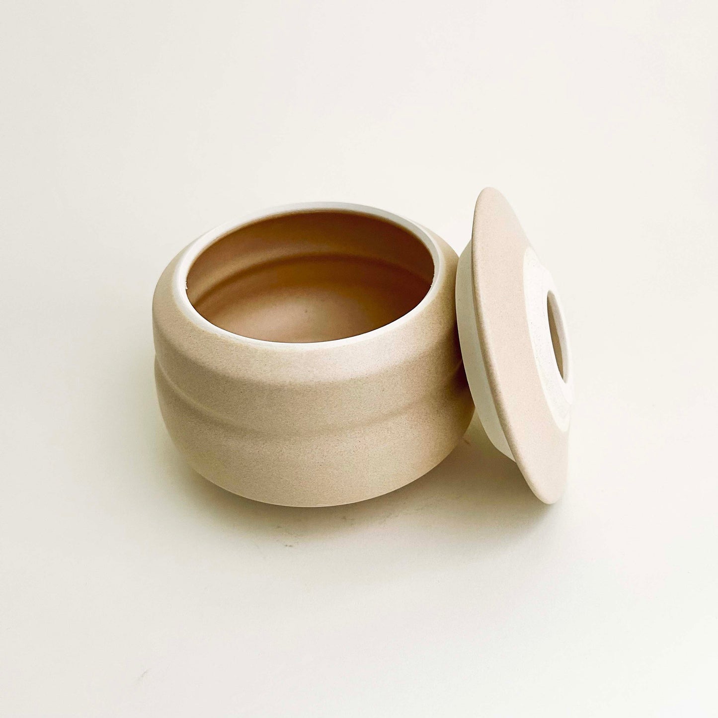 Lidded Angular Vessel in Eggshell White