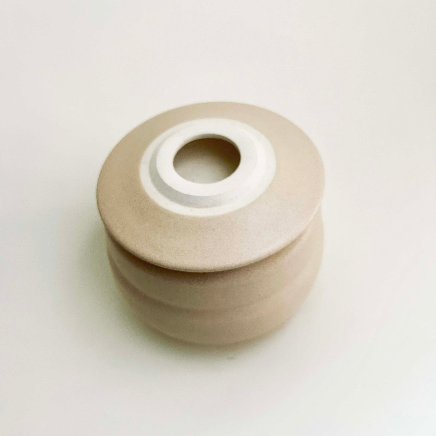 Lidded Angular Vessel in Eggshell White