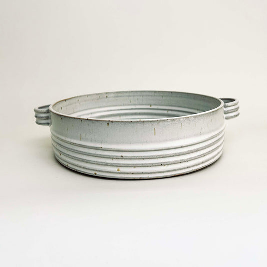Ribbed Serving Bowl with Handles in Buttermilk