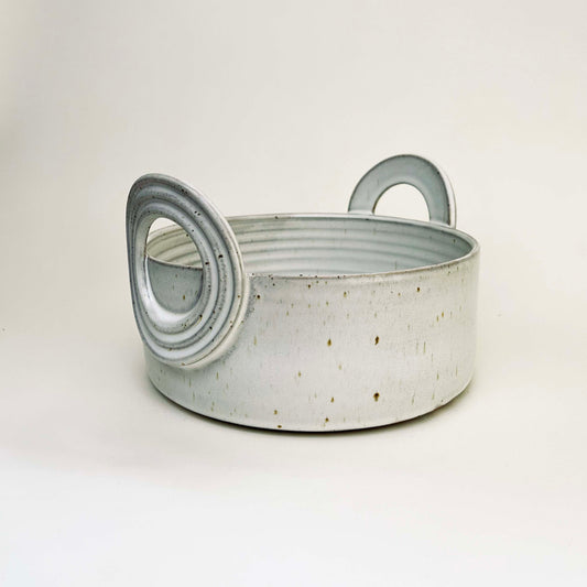 Serving Bowl w/ Ribbed Handles, Buttermilk White