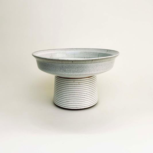 Small Pedestal Bowl in Buttermilk White