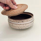 Wide, Textured Lidded Vessel in Mocha White