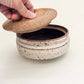 Wide, Textured Lidded Vessel in Mocha Creme