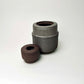 Tall Cylindrical Ribbed Lidded Container in Greige