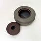 Wide, Textured Cylindrical Lidded Container in Greige