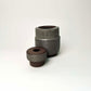 Tall, Textured Cylindrical Lidded Container in Greige