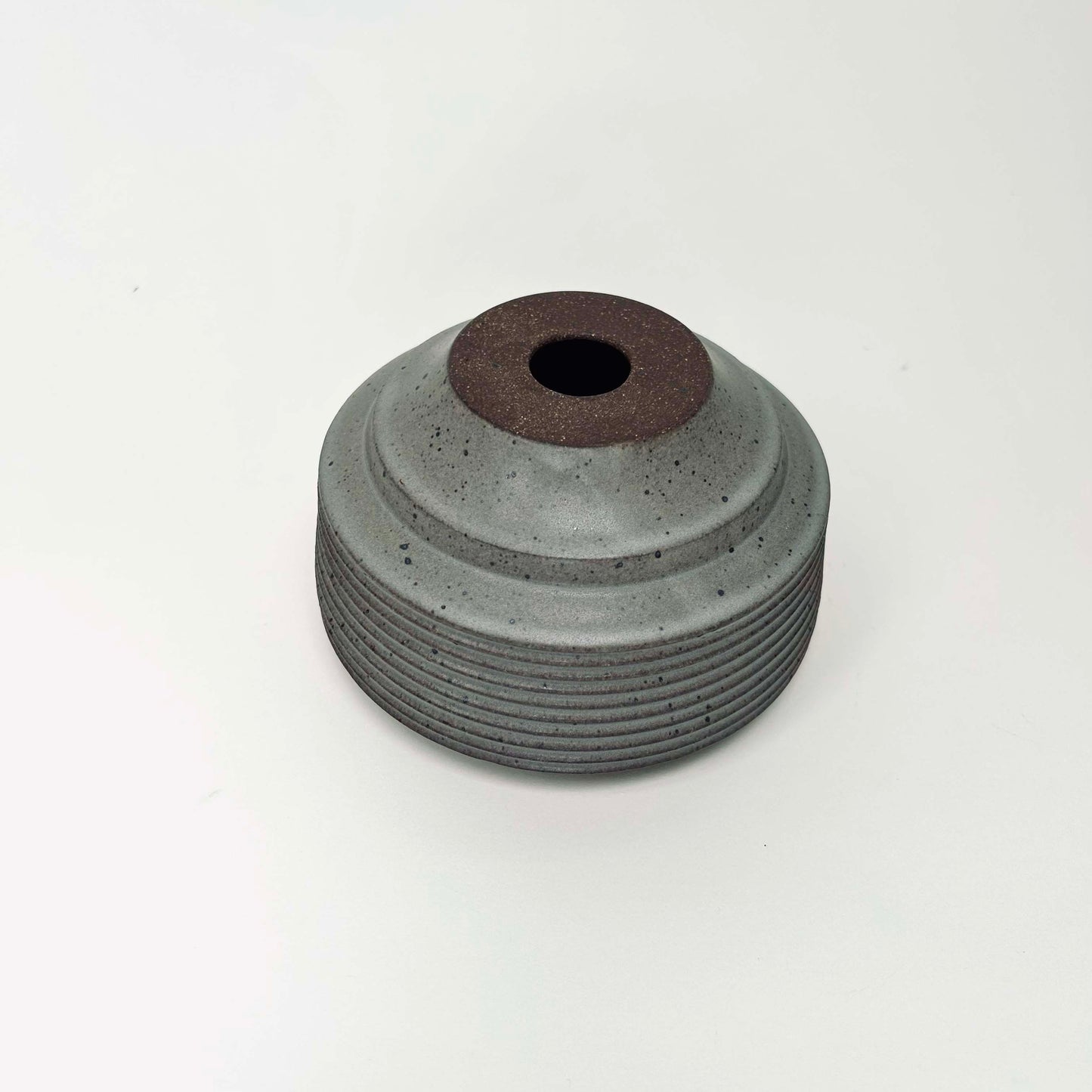 Cylindrical Textured Bud Vase in Greige