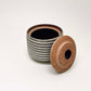 Tapered Ribbed Lidded Vessel in Mocha Cream
