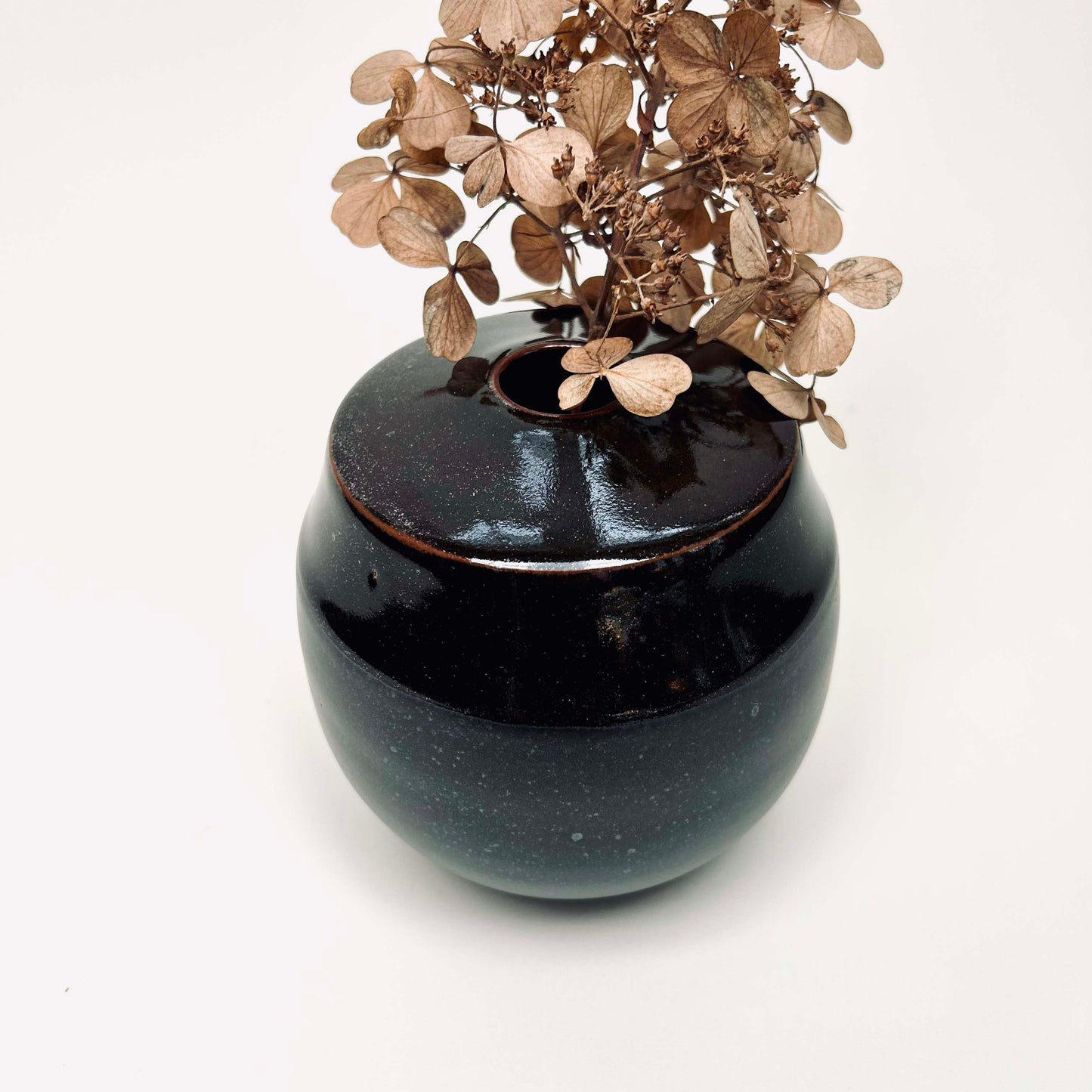 Two-Tone Vase In Satin Black