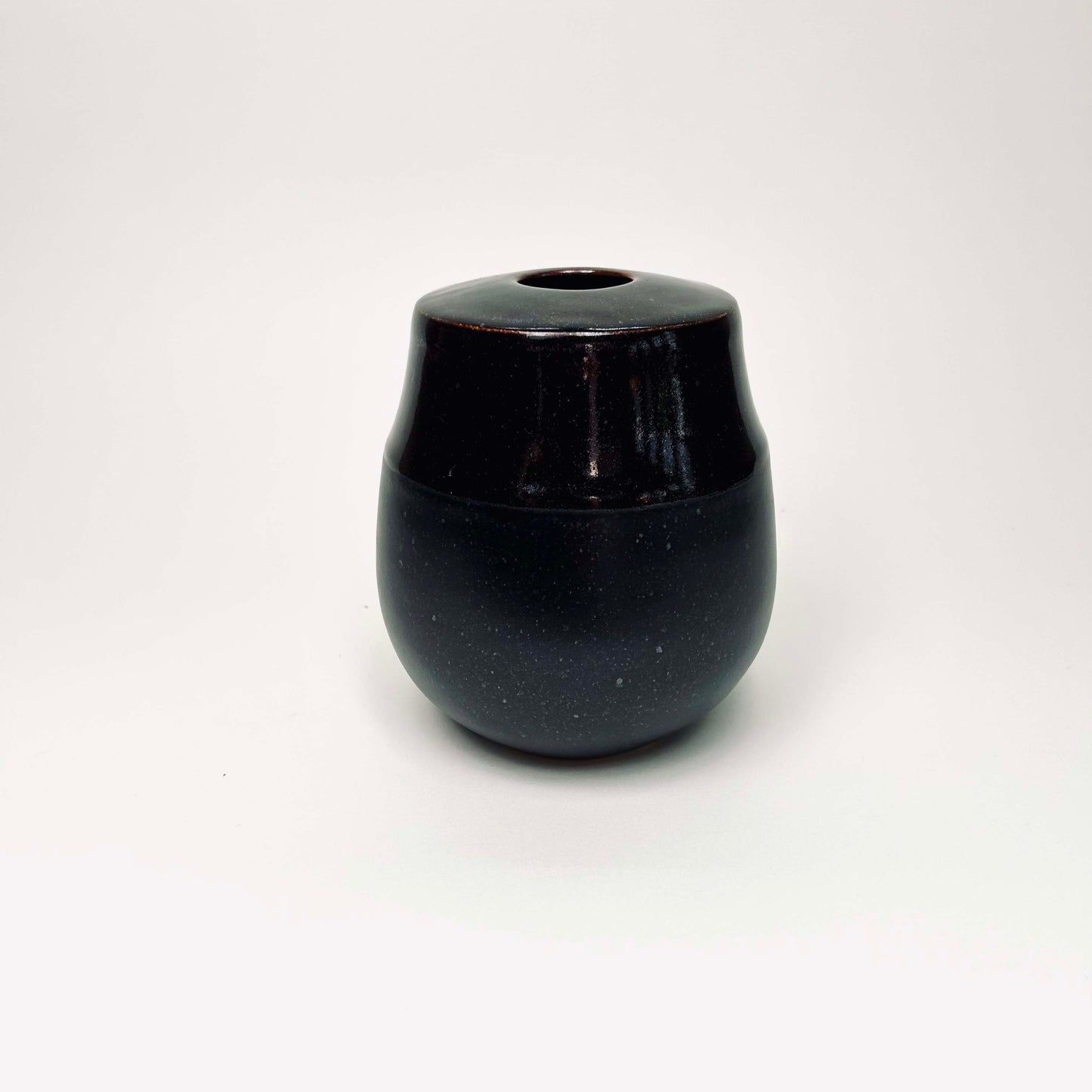 Large Two-Tone Vase In Satin Black