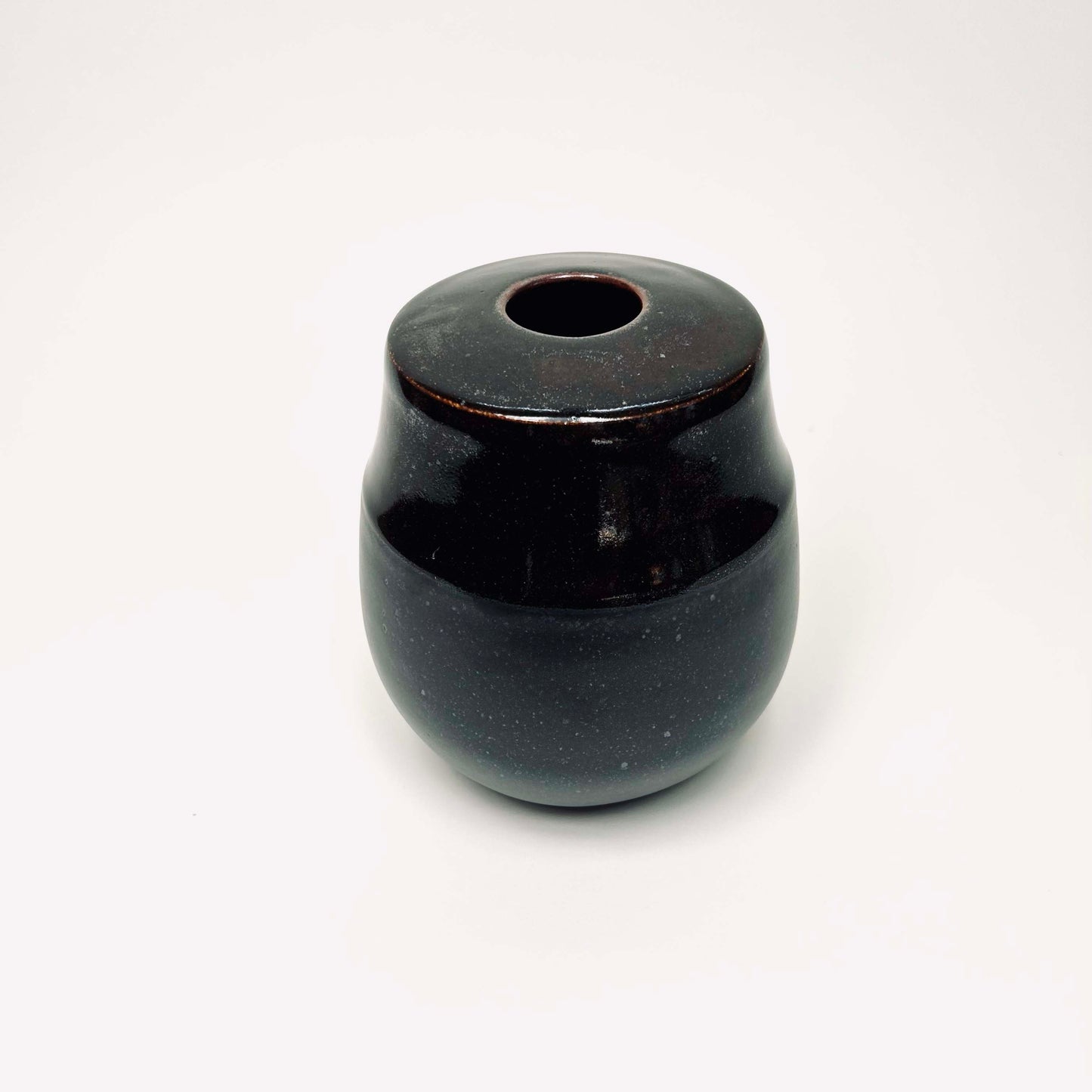 Large Two-Tone Vase In Satin Black