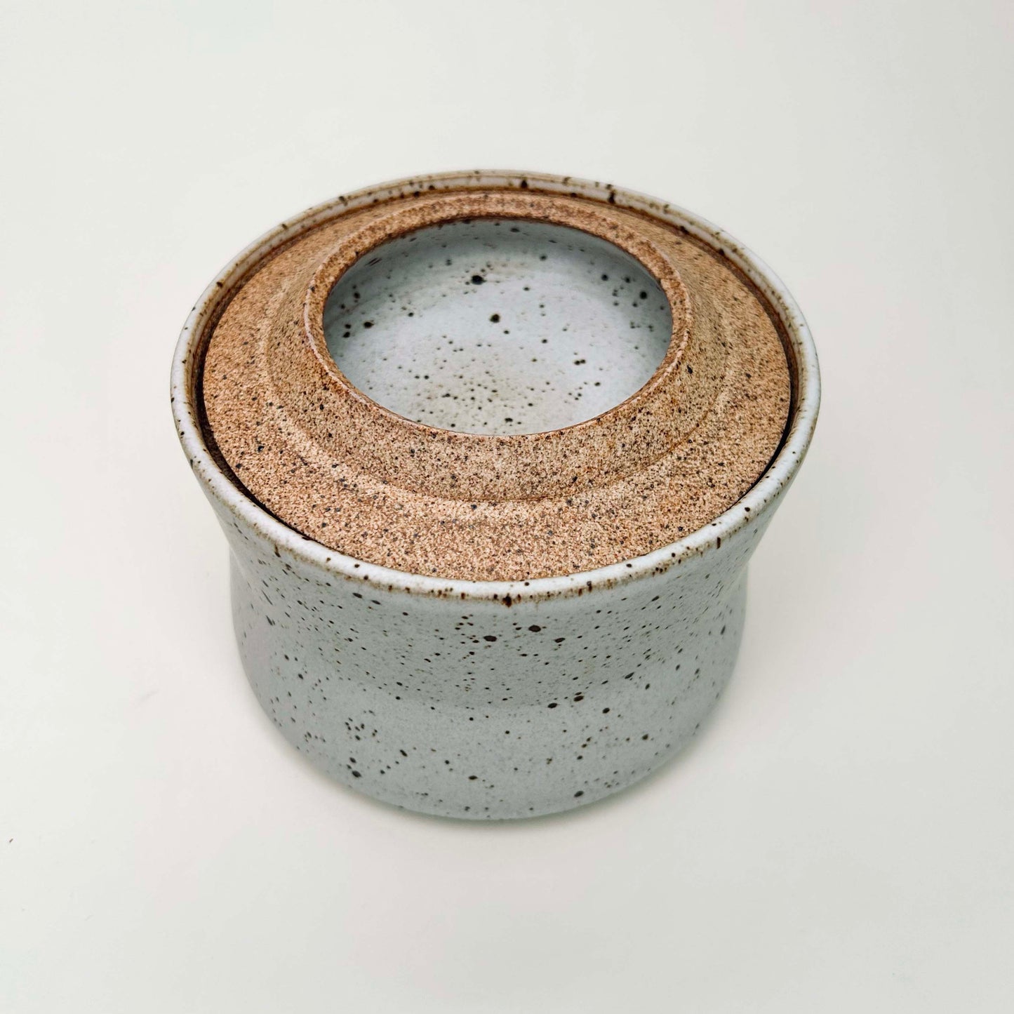 Wide, Angular Lidded Vessel in White