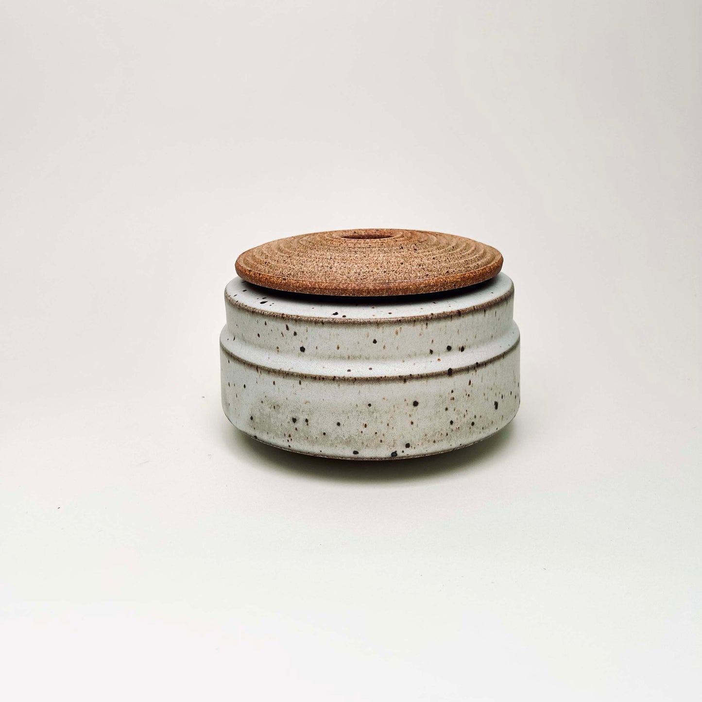 Angular Cylindrical Lidded Vessel in Matte White