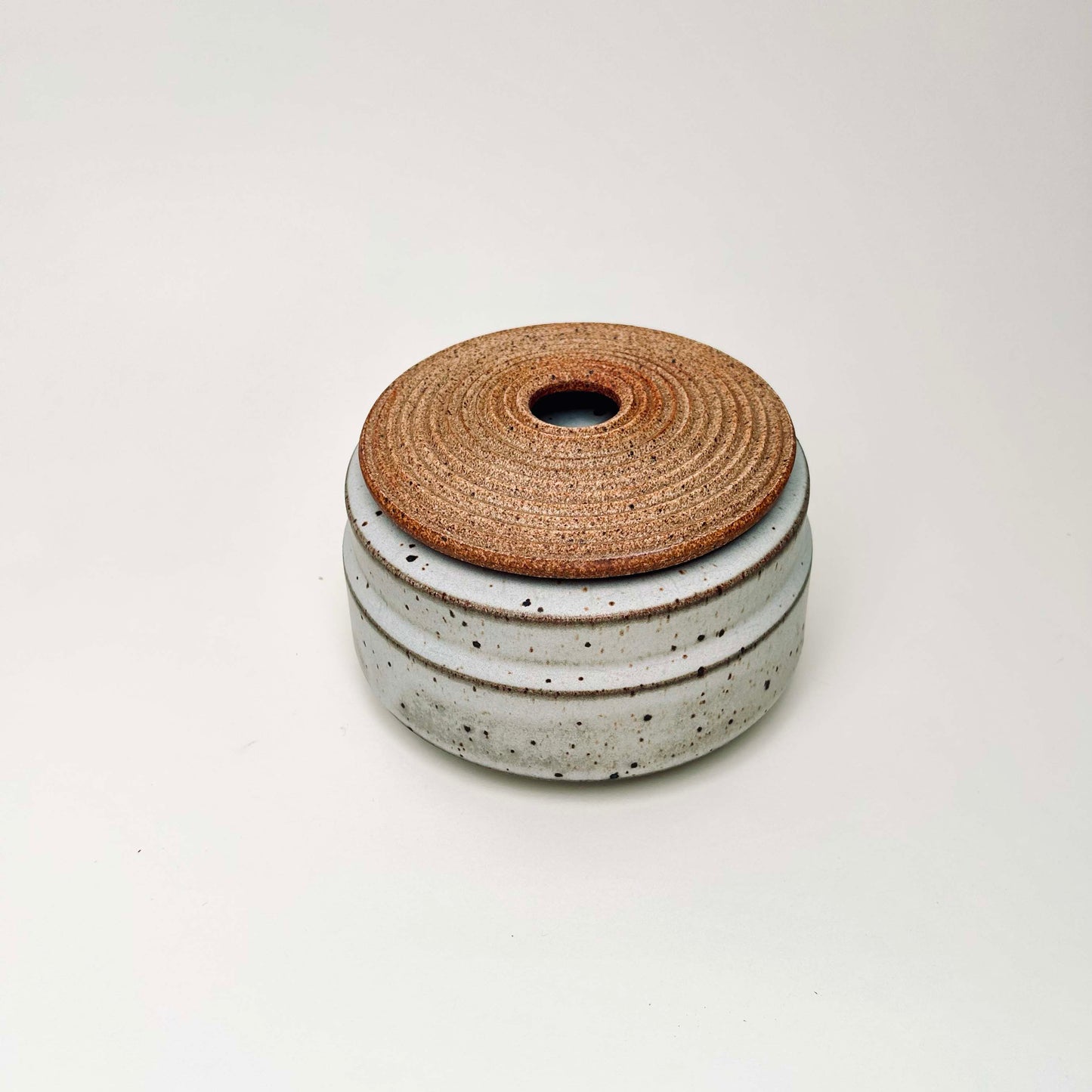 Angular Cylindrical Lidded Vessel in Matte White