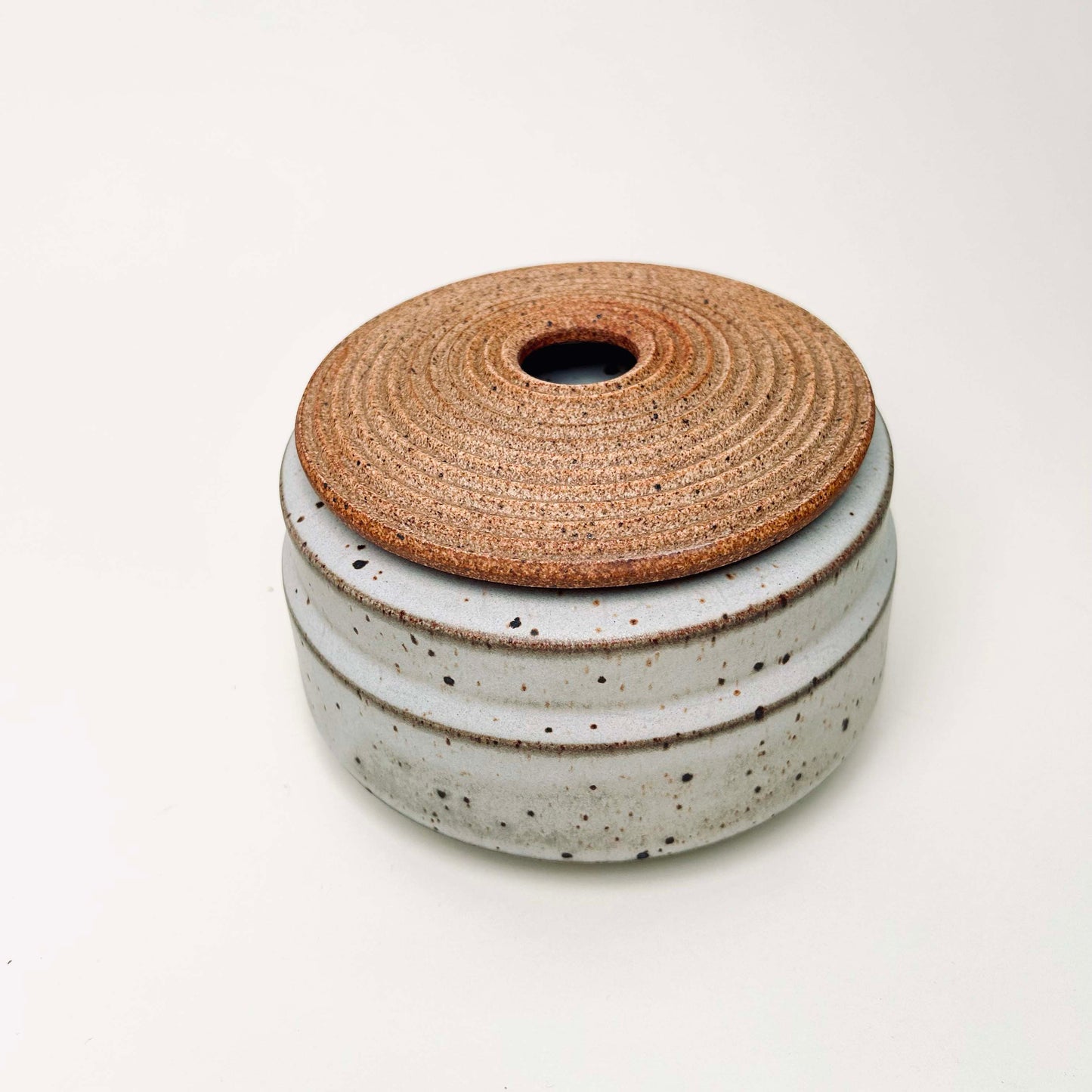 Angular Cylindrical Lidded Vessel in Matte White