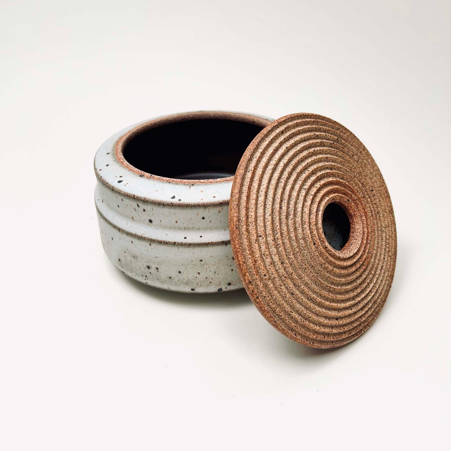 Angular Cylindrical Lidded Vessel in Matte White