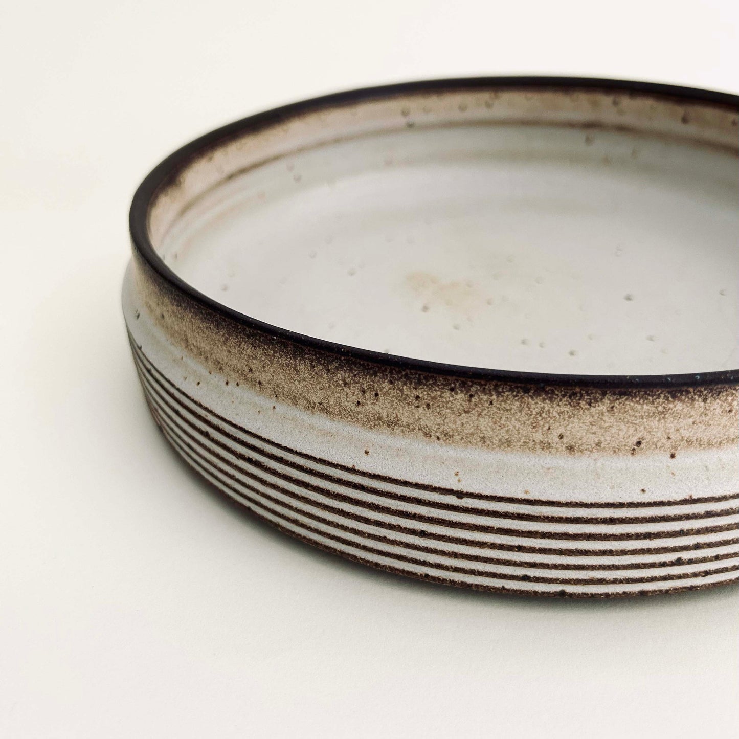 Low Profile, 10" Textured Serving Bowl in Mocha Creme