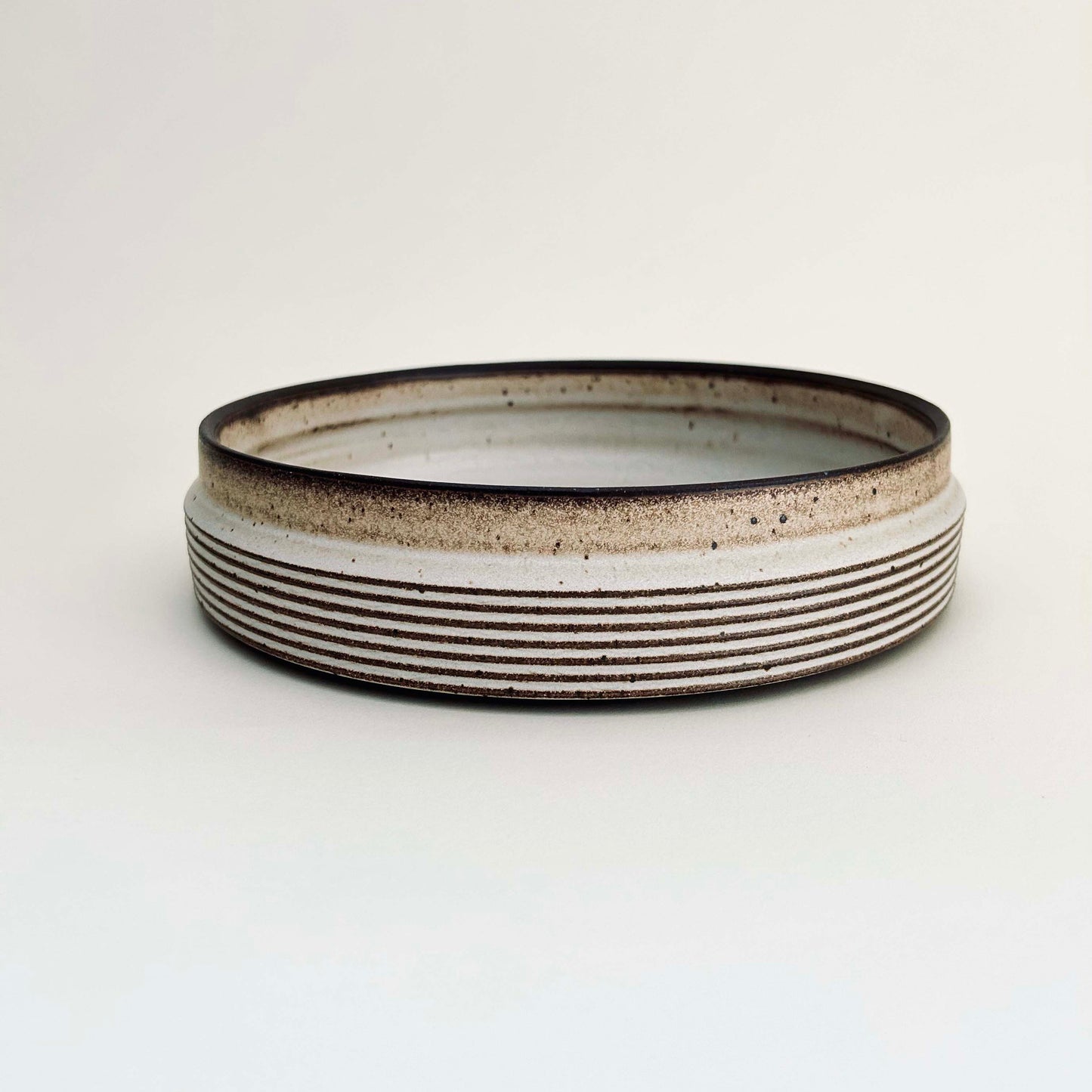 Low Profile, 10" Textured Serving Bowl in Mocha Creme
