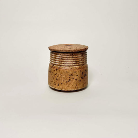 Small Lidded Vessel w/ Angular Lid in Yellow Salt