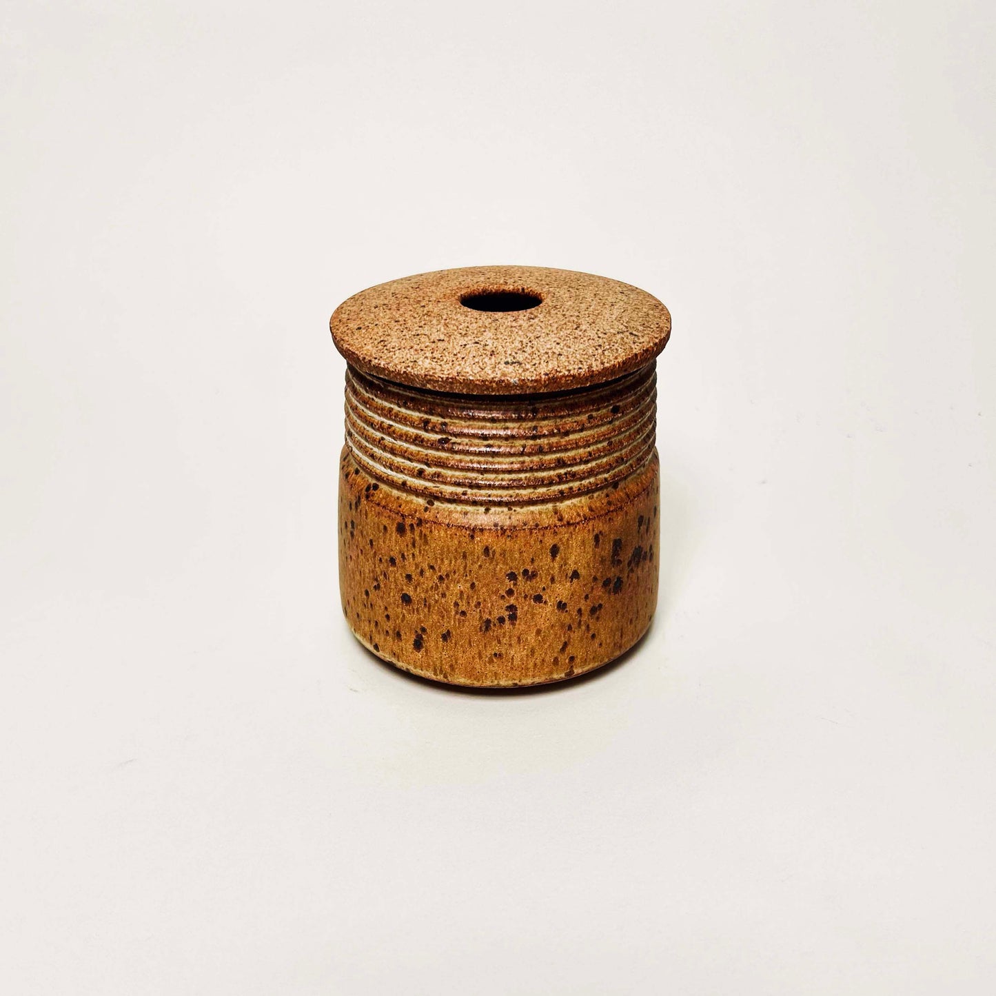 Small Lidded Vessel w/ Angular Lid in Yellow Salt