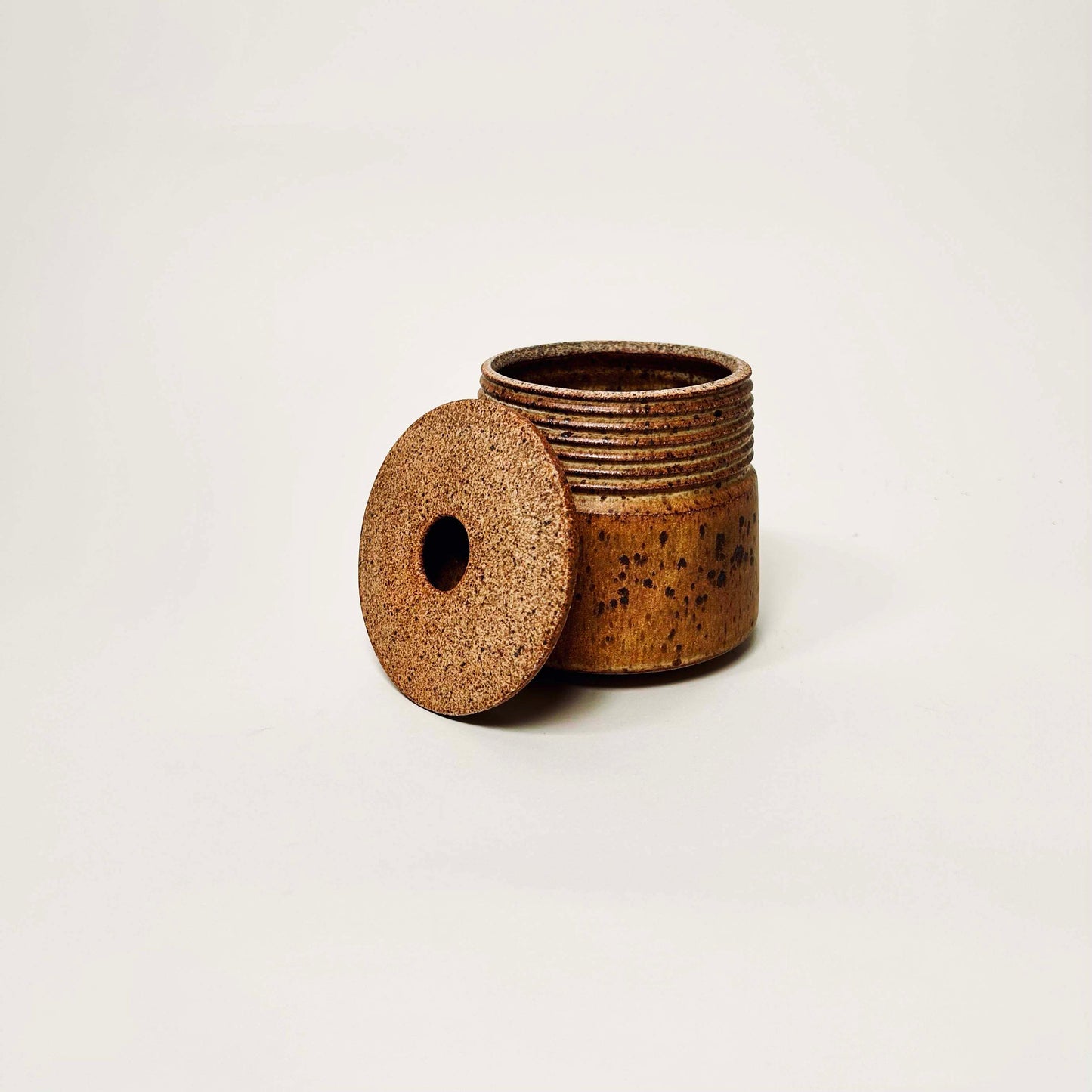 Small Lidded Vessel w/ Angular Lid in Yellow Salt