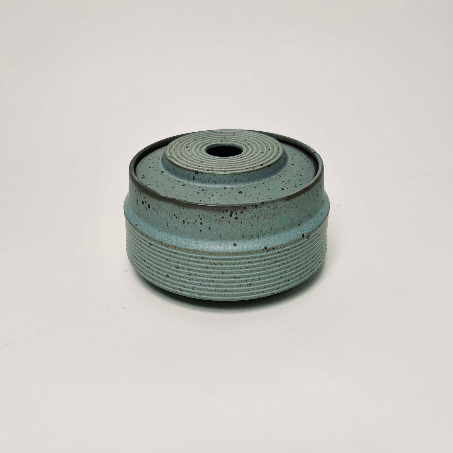 Wide Tapered Lidded Vessel in Sky Blue