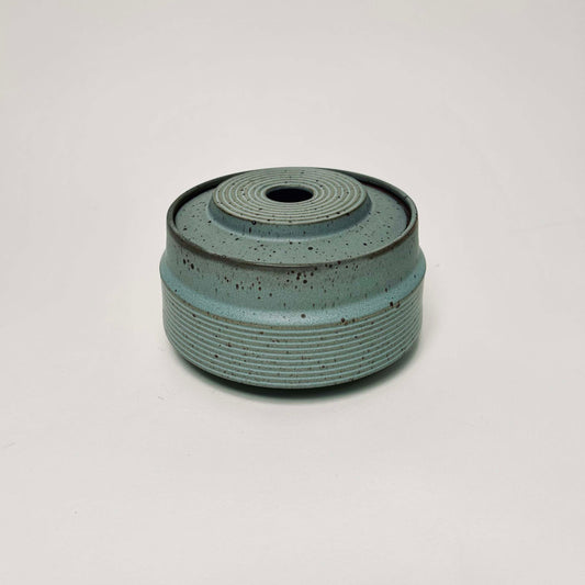 Wide Tapered Lidded Vessel in Sky Blue