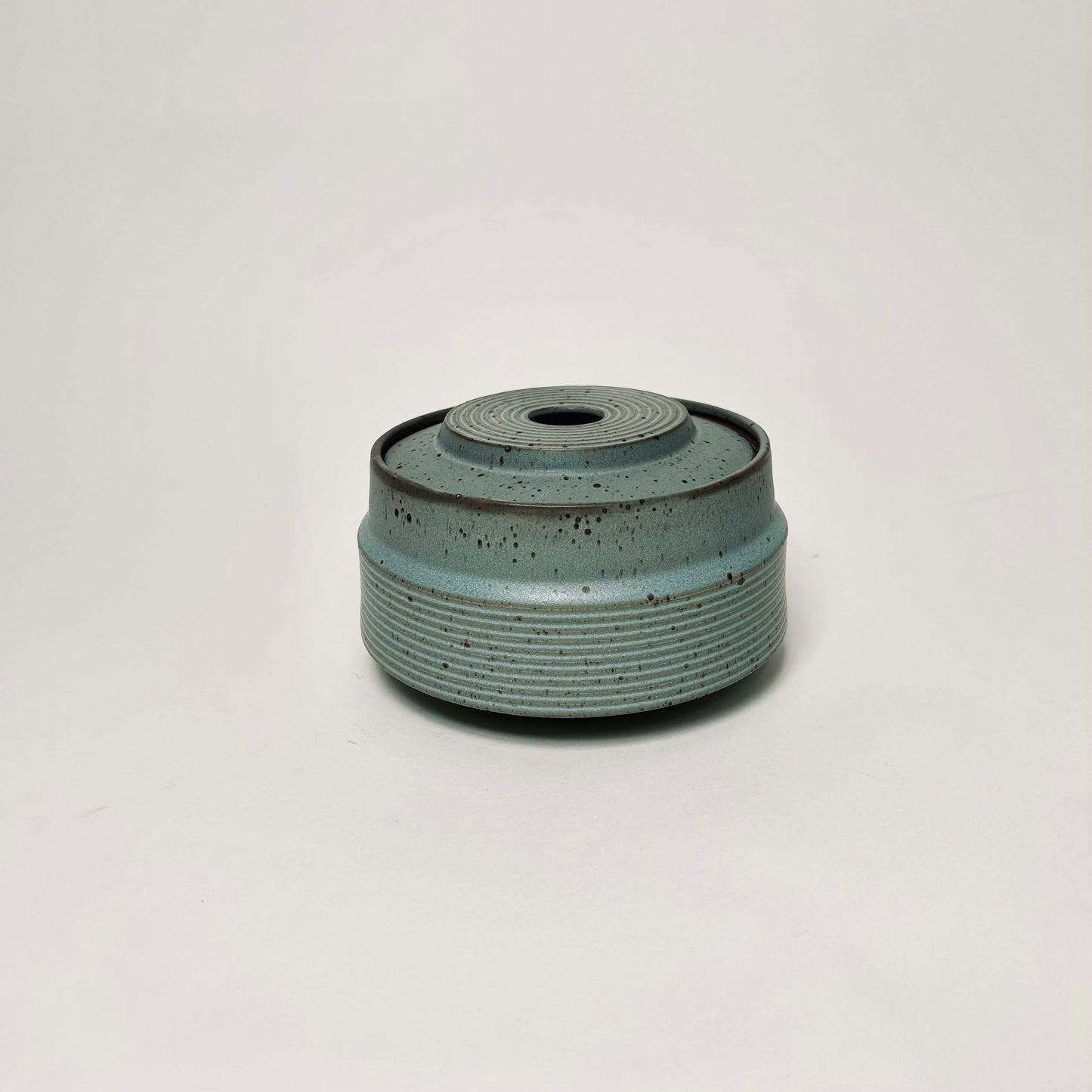 Wide Tapered Lidded Vessel in Sky Blue