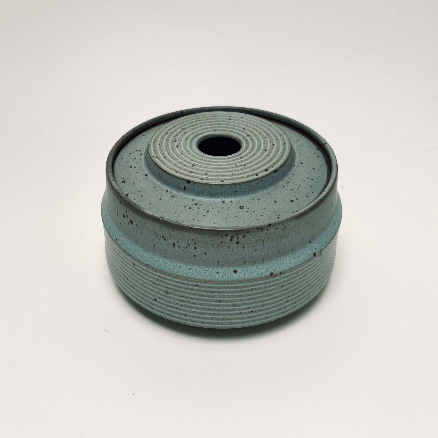 Wide Tapered Lidded Vessel in Sky Blue