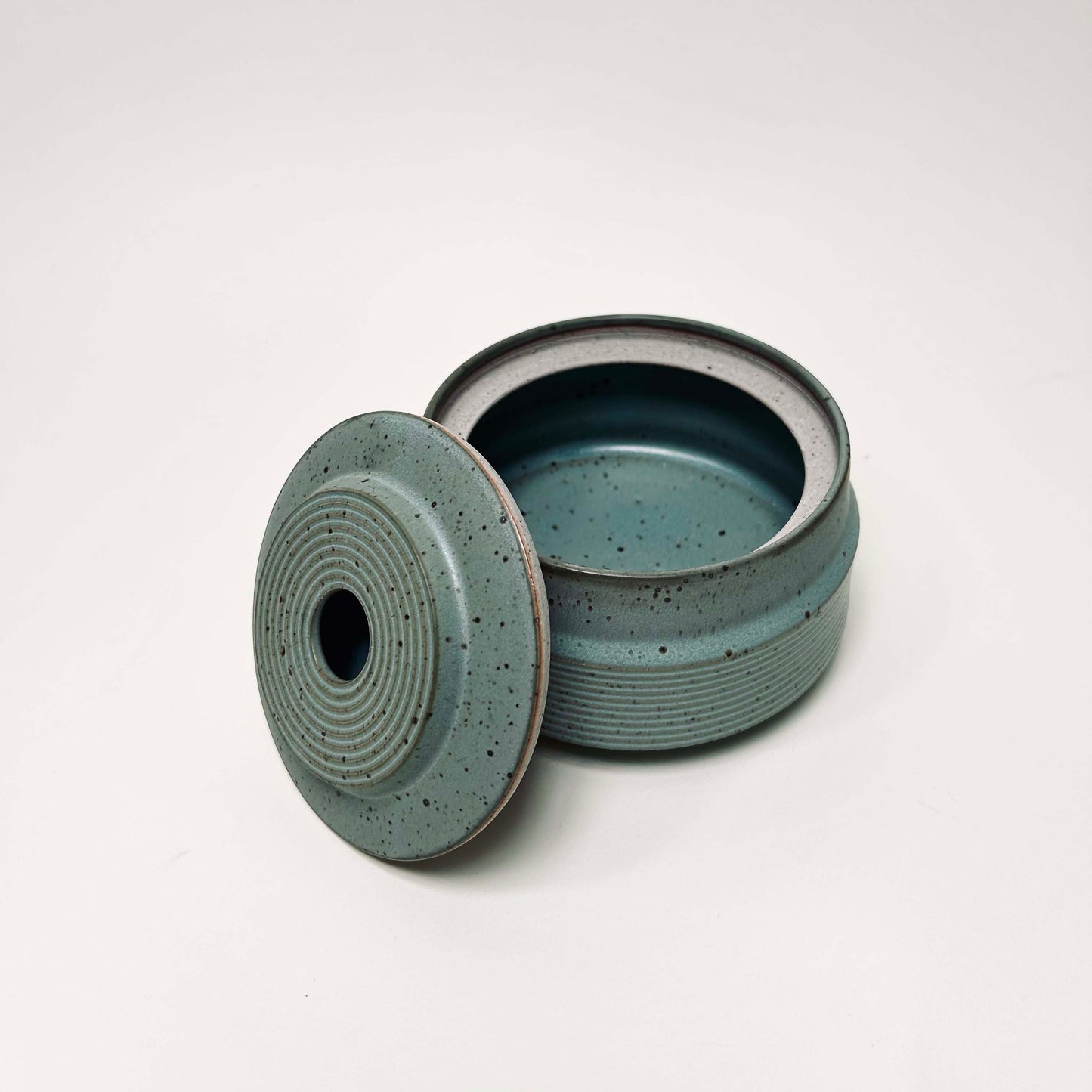 Wide Tapered Lidded Vessel in Sky Blue