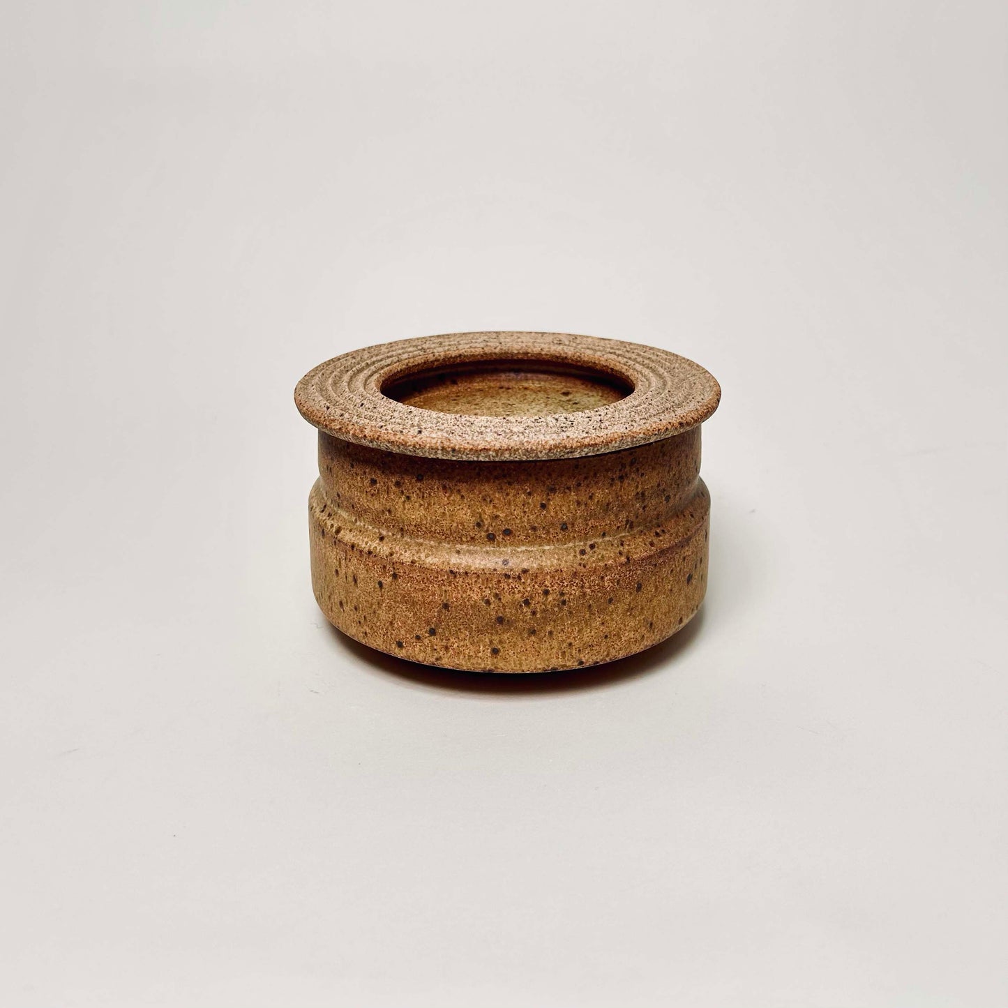 Wide Vessel w/ Textured Lid in Yellow Salt