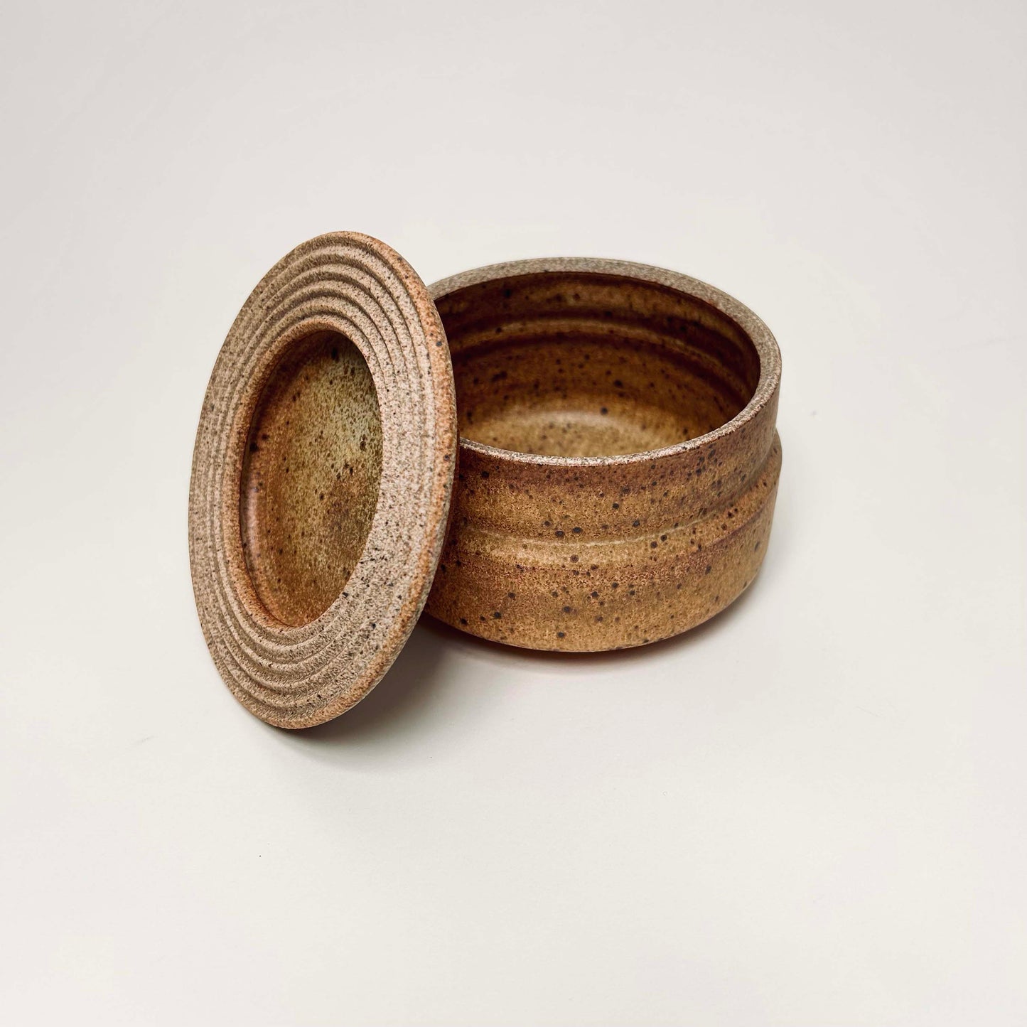 Wide Vessel w/ Textured Lid in Yellow Salt