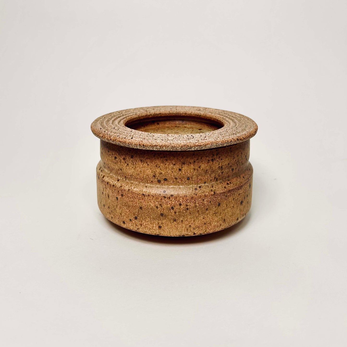 Wide Vessel w/ Textured Lid in Yellow Salt