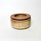 Wide, Cylindrical Vessel w/ Linear Textured Lid in Yellow Salt