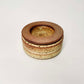 Wide, Cylindrical Vessel w/ Linear Textured Lid in Yellow Salt