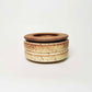 Wide, Cylindrical Vessel w/ Linear Textured Lid in Yellow Salt