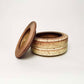 Wide, Cylindrical Vessel w/ Linear Textured Lid in Yellow Salt