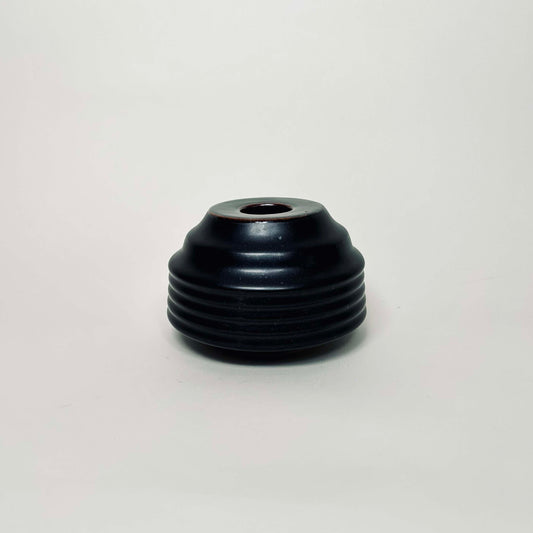 Cylindrical Textured Bud Vase in Satin Black/Oil Spot