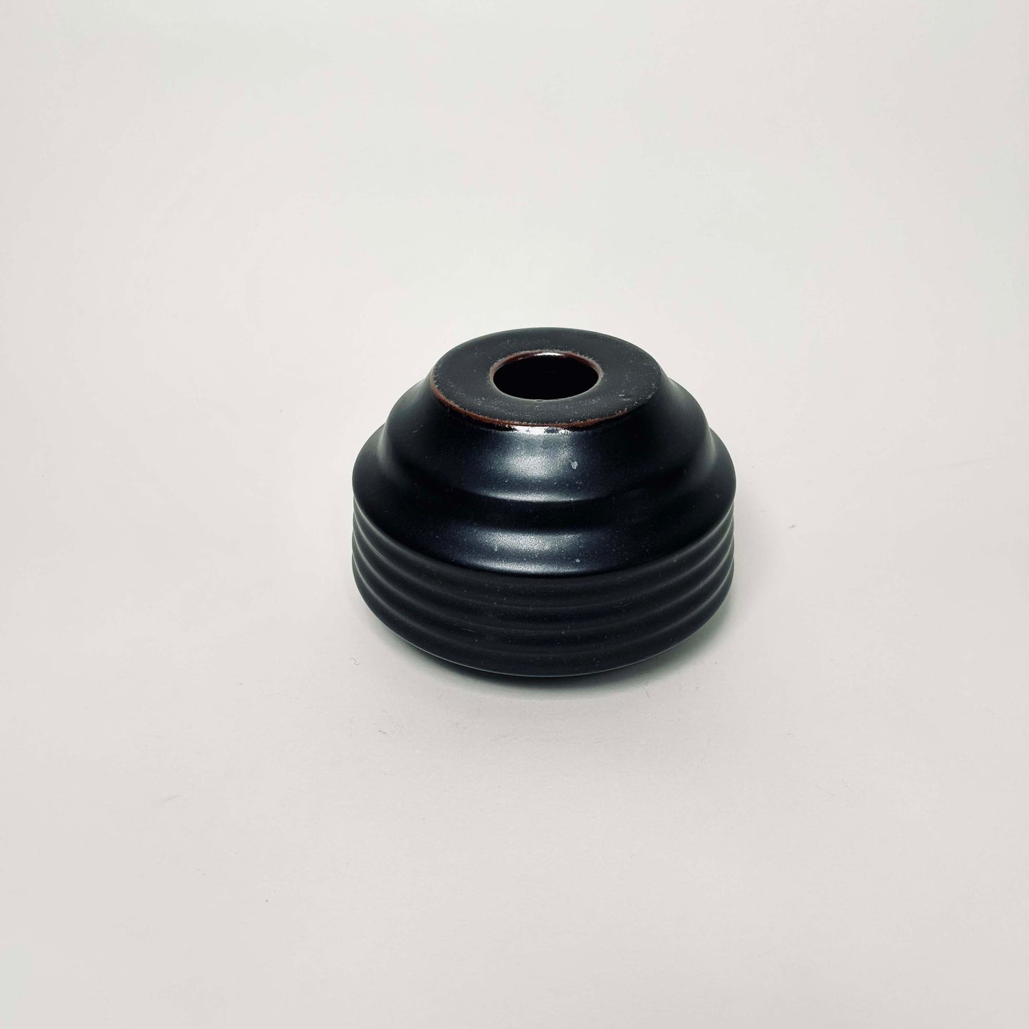 Cylindrical Textured Bud Vase in Satin Black/Oil Spot