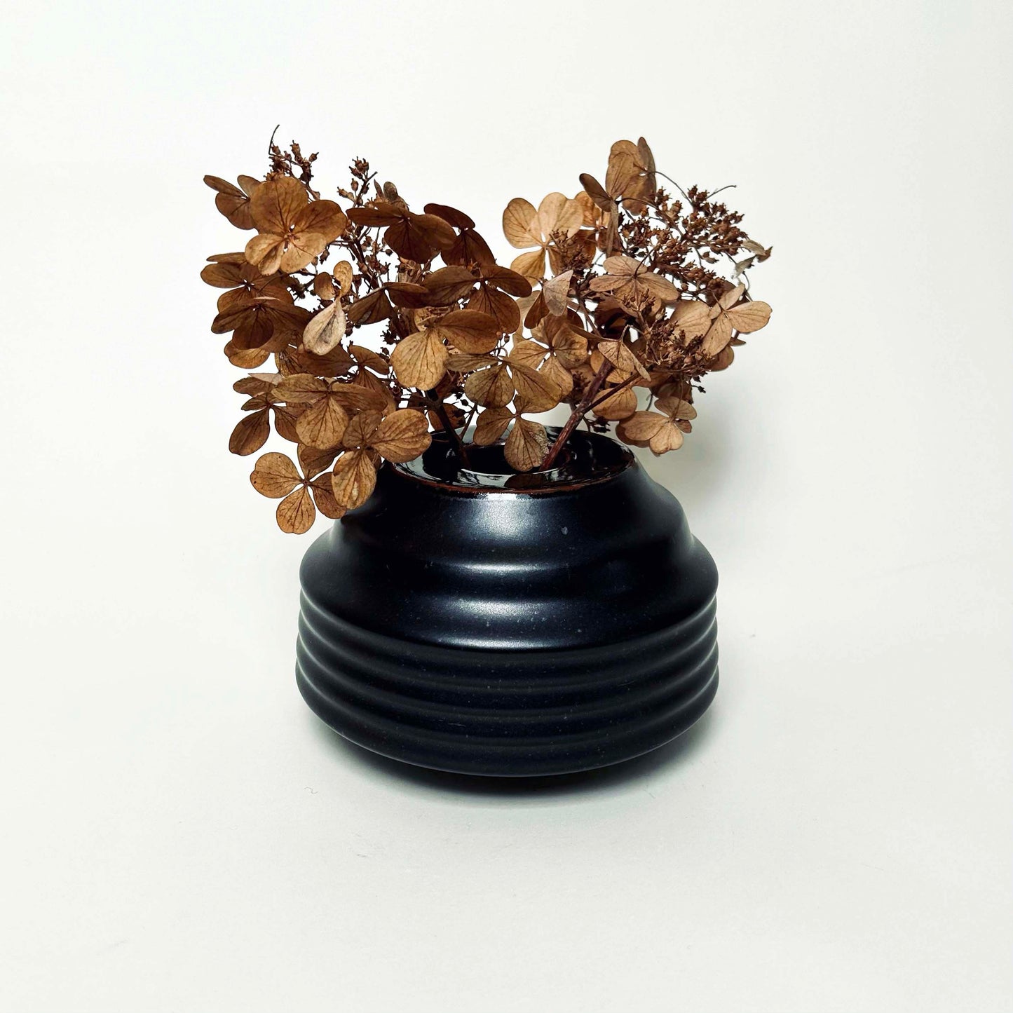 Cylindrical Textured Bud Vase in Satin Black/Oil Spot