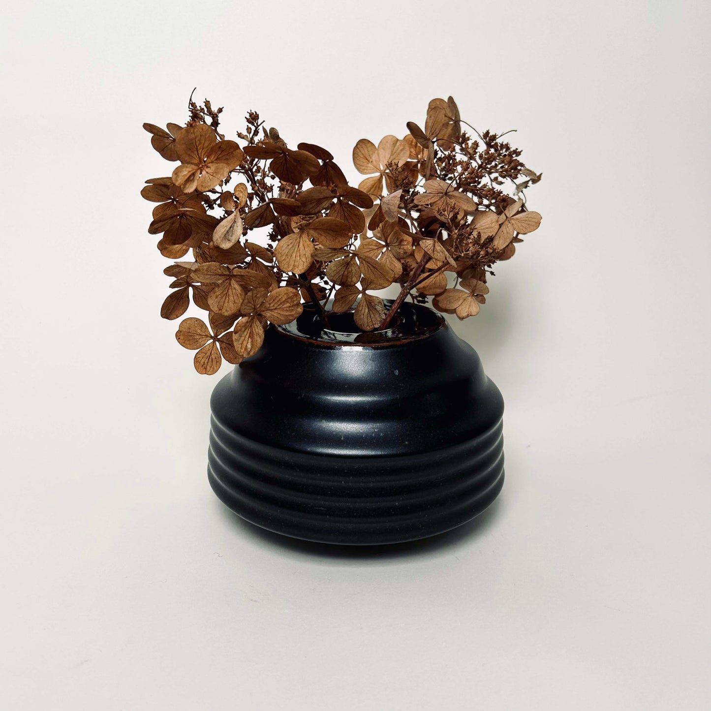 Cylindrical Textured Bud Vase in Satin Black/Oil Spot